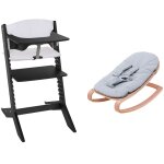 Chaise haute �volutive nala noir avec set nouveau - n�, tablette et coussin