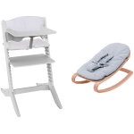 Chaise haute �volutive nala grise avec set nouveau - n�, tablette et coussin