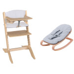 Chaise haute �volutive nala naturel avec set nouveau - n�, tablette et coussin