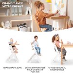 Chaise haute �volutive enock avec coussin natural - white