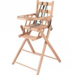 Chaise haute extra pliante en bois sarah vernis naturel Chaise haute extra pliante en bois sarah vernis naturel
