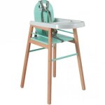 Chaise haute lili bois et laque vert d'eau Chaise haute lili bois et laque vert d'eau