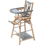 Chaise haute transformable marcel hybride bleu gris