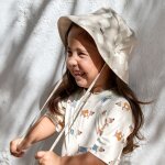 Chapeau anti - uv r�versible motif damier stone et sel marin (7 - 12 mois)