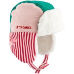 Chapka tricolore coton let's dance vert rose et rayures rouges (3 - 9 mois)