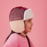 Chapka tricolore velours amour fou bordeaux mauve et rose (3 - 6 ans)