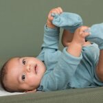 Chaussons b�b� en coton bio melange stonegreen (0 - 3 mois)