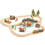 Circuit train en bois pins sauvages (30 pices)