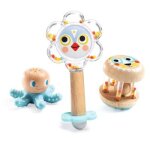Coffret cadeau 3 jouets d'activits baby blanc kit