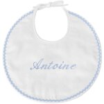 Coffret de naissance cadre + bavoir bleu (personnalisable)