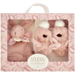 Coffret chaussons et doudou rose lapin doudou