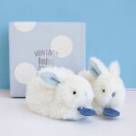 Coffret chaussons hochet mon tout petit lapin bleu (0 - 6 mois)