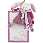 Coffret doudou attache sucette lapin cerise