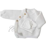 Coffret de naissance brassire, bonnet et chaussons blancs (0 - 1 mois)