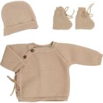 Coffret de naissance brassire, bonnet et chaussons caramel (0 - 1 mois)
