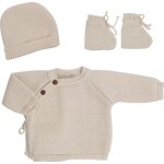 Coffret de naissance brassire, bonnet et chaussons sable (0 - 1 mois)
