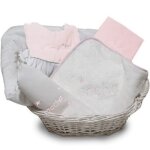 Coffret de naissance corbeille rose (personnalisable)