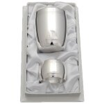 Coffret timbale et rond de serviette tonneau filet personnalisable (m�tal argent�)