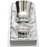 Coffret timbale et rond de serviette champs elys�es personnalisable (m�tal argent�)