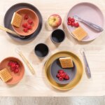 Coffret repas gris - brique - ocre (4 pi�ces)