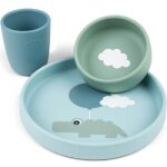 Coffret repas en silicone happy clouds bleu (3 pices)