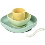Coffret repas en silicone jaune et vert (4 pi�ces)