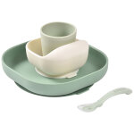 Coffret repas silicone vert sauge et vert de gris (4 pi�ces)