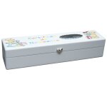 Bo�te souvenir certificat de naissance oursons personnalisable (m�tal argent�)