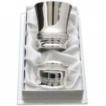 Coffret timbale et rond de serviette champs elyses personnalisable (mtal argent)
