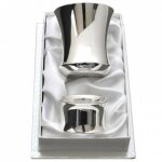 Coffret timbale et rond de serviette contemporaine personnalisable (mtal argent)
