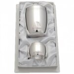 Coffret timbale et rond de serviette tonneau filet personnalisable (mtal argent)