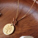 Collier cha�ne arbre de vie personnalisable (plaqu� or)