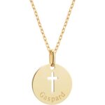 Collier chane croix ajoure personnalisable (plaqu or 18 carats)