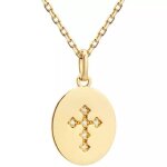 Collier cha�ne croix oxyde de zirconium (plaqu� or)