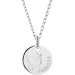 Collier chaîne dessin colombe personnalisable (argent 925°) Collier chaîne dessin colombe personnalisable (argent 925°)