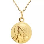 Collier cha�ne m�daille vierge ave maria en pri�re personnalisable (plaqu� or)