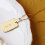 Collier cha�ne plaque m�dium personnalisable (plaqu� or)