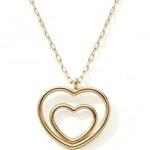 Collier coeur double 40 cm (or jaune 375)