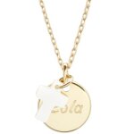 Collier enfant mdaille et croix en nacre personnalisable (plaqu or)