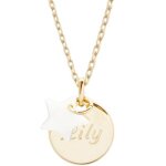 Collier enfant mdaille et toile en nacre personnalisable (plaqu or)