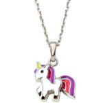 Collier licorne rose 42 cm (argent)