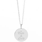 Collier m�daille martel�e 45 cm personnalisable (argent 925�)