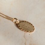 Collier m�daille ovale florale personnalisable (or jaune 18 carats)