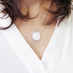 Collier m�daille perl�e cha�ne 45 cm personnalisable (argent 925�)