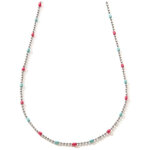 Collier ovale laqu� turquoise - fushia (argent 925)