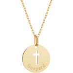 Collier cha�ne croix ajour�e personnalisable (plaqu� or 18 carats)