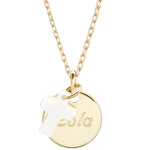 Collier enfant m�daille et croix en nacre personnalisable (plaqu� or)
