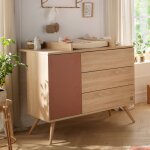 Commode 3 tiroir et 1 porte seventies terracotta