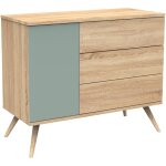 Commode 3 tiroir et 1 porte seventies sauge