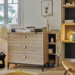 Commode � langer 3 tiroirs en ch�ne blond noir marcel